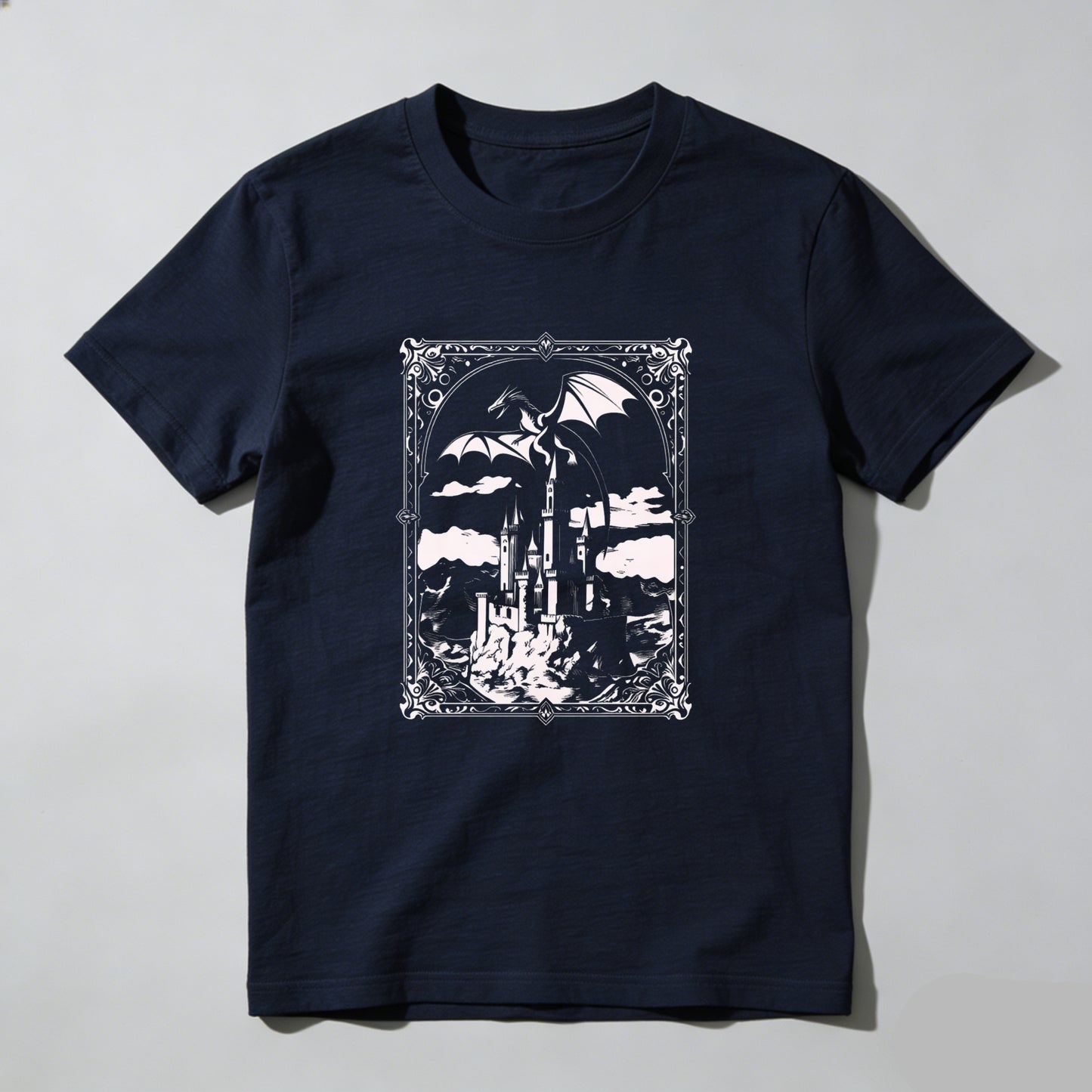 Wardrobecart Dragon Castle Sky Clouds Frame Artwork Design Unisex Classic T-shirt