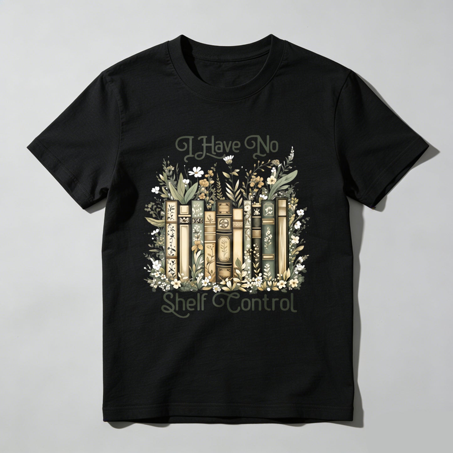 Wardrobecart Bookshelf And Floral Design I Have No Shelf Control Unisex Classic T-shirt