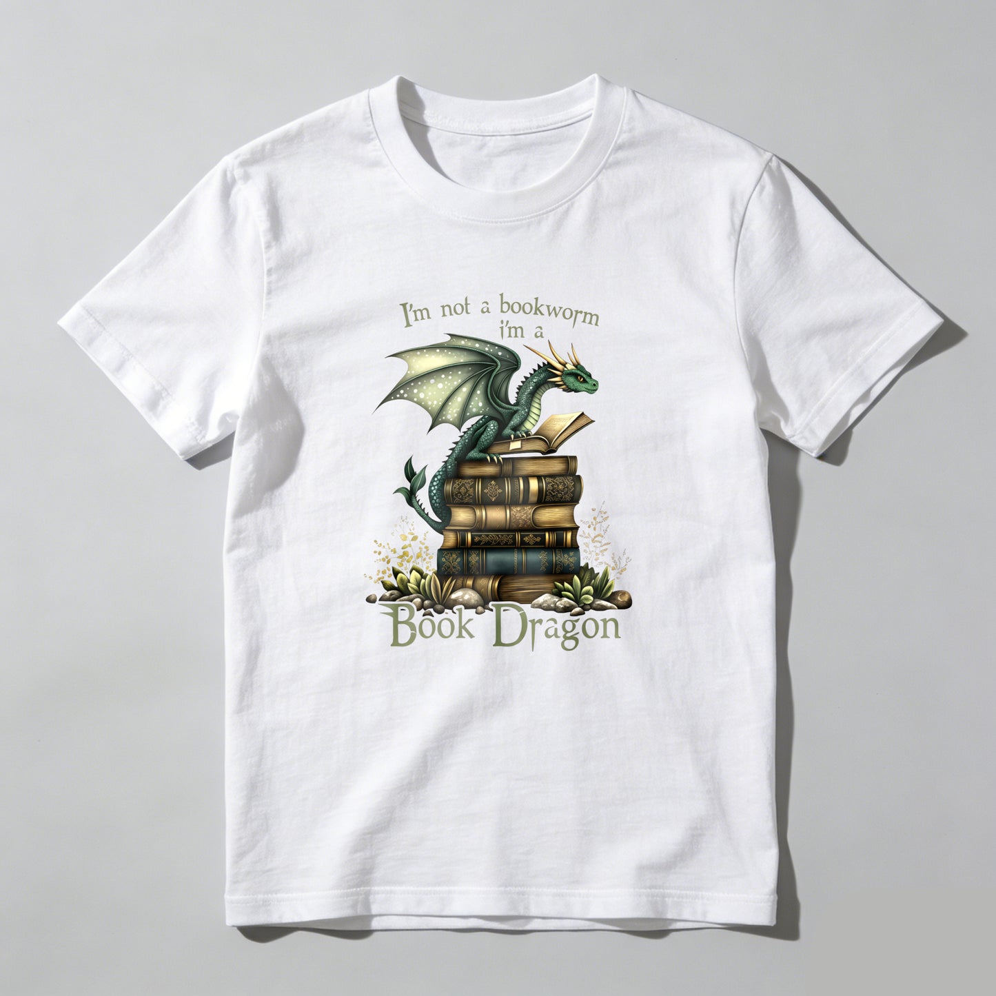 Wardrobecart Dragon Perched On Books With Text Above And Below Unisex Classic T-shirt