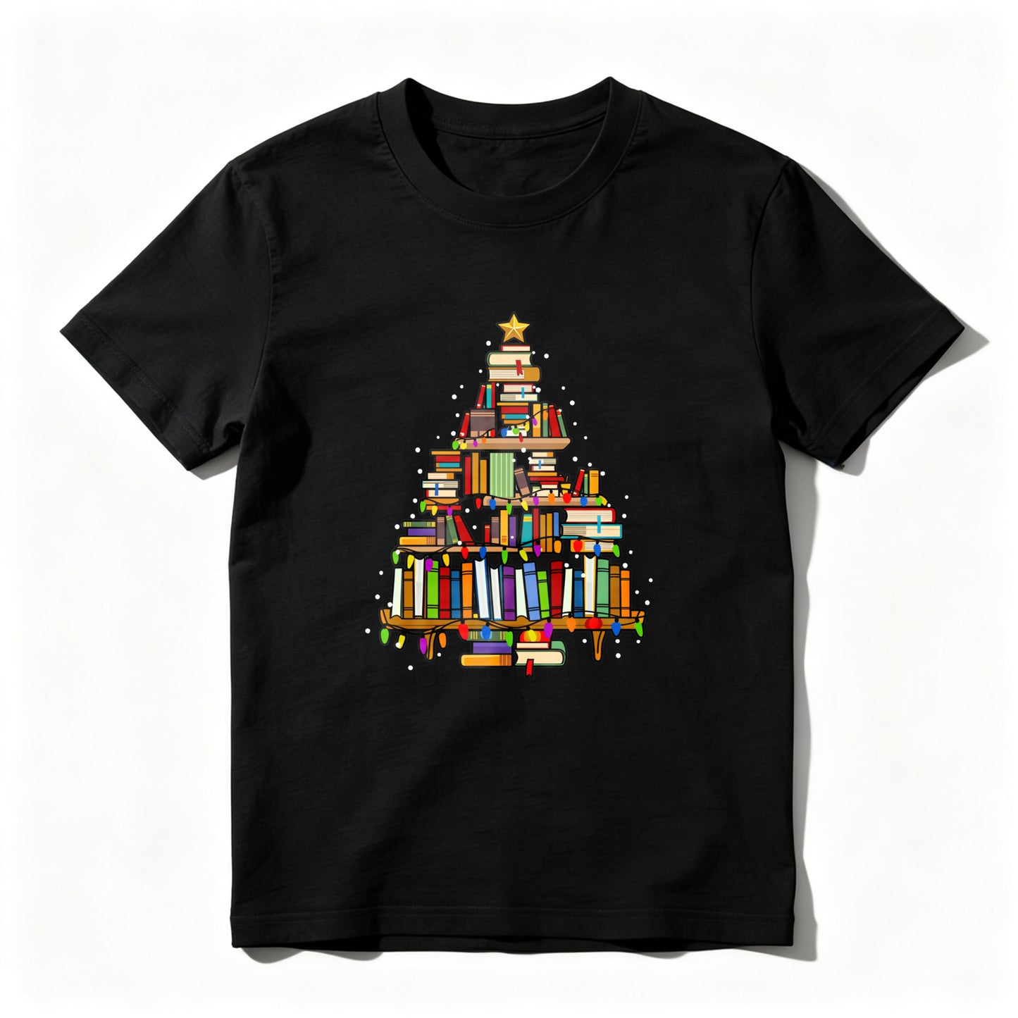 Wardrobecart Books Form Christmas Tree Pattern Unisex Classic T-shirt