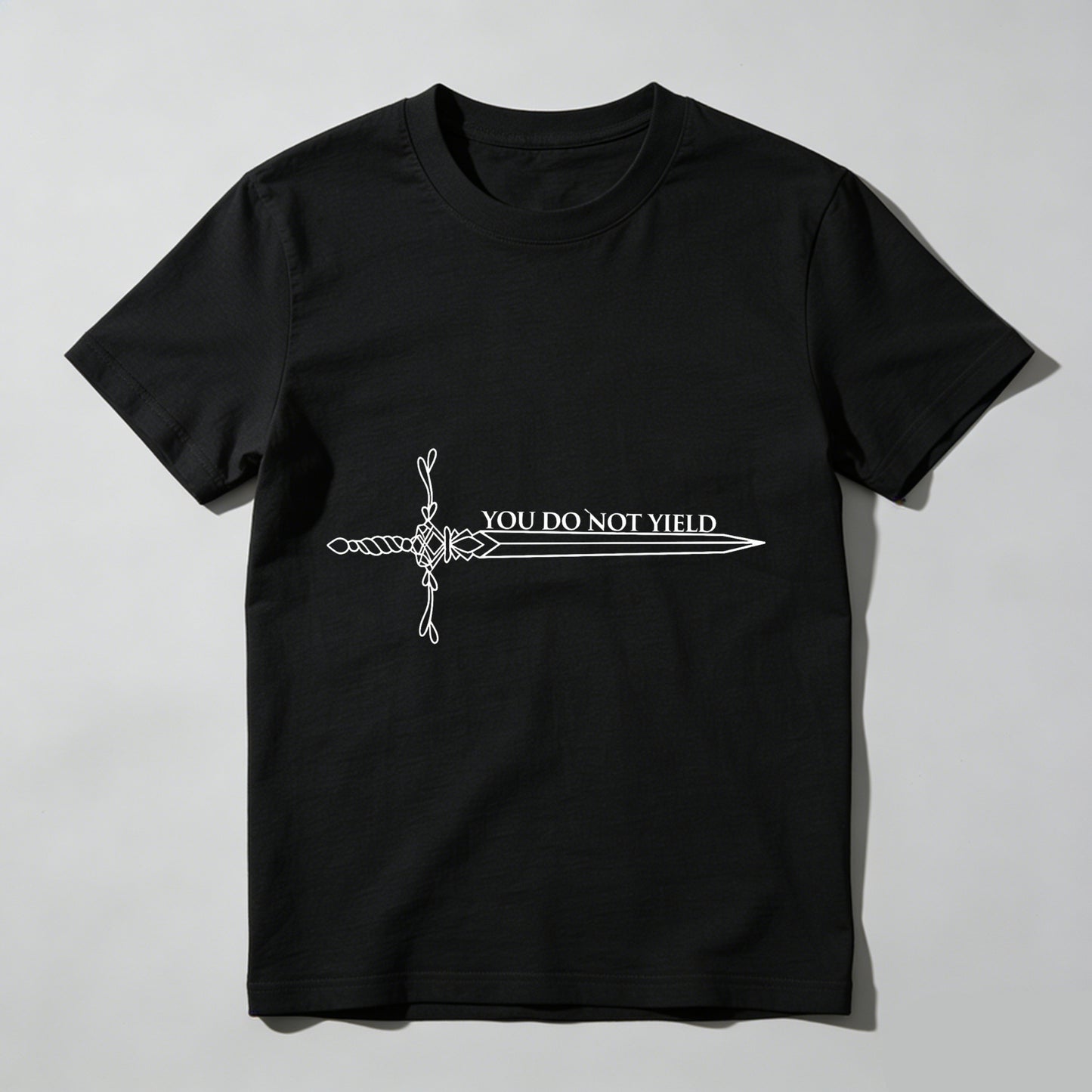 Wardrobecart Sword Design With Text You Do Not Yield Unisex Classic T-shirt