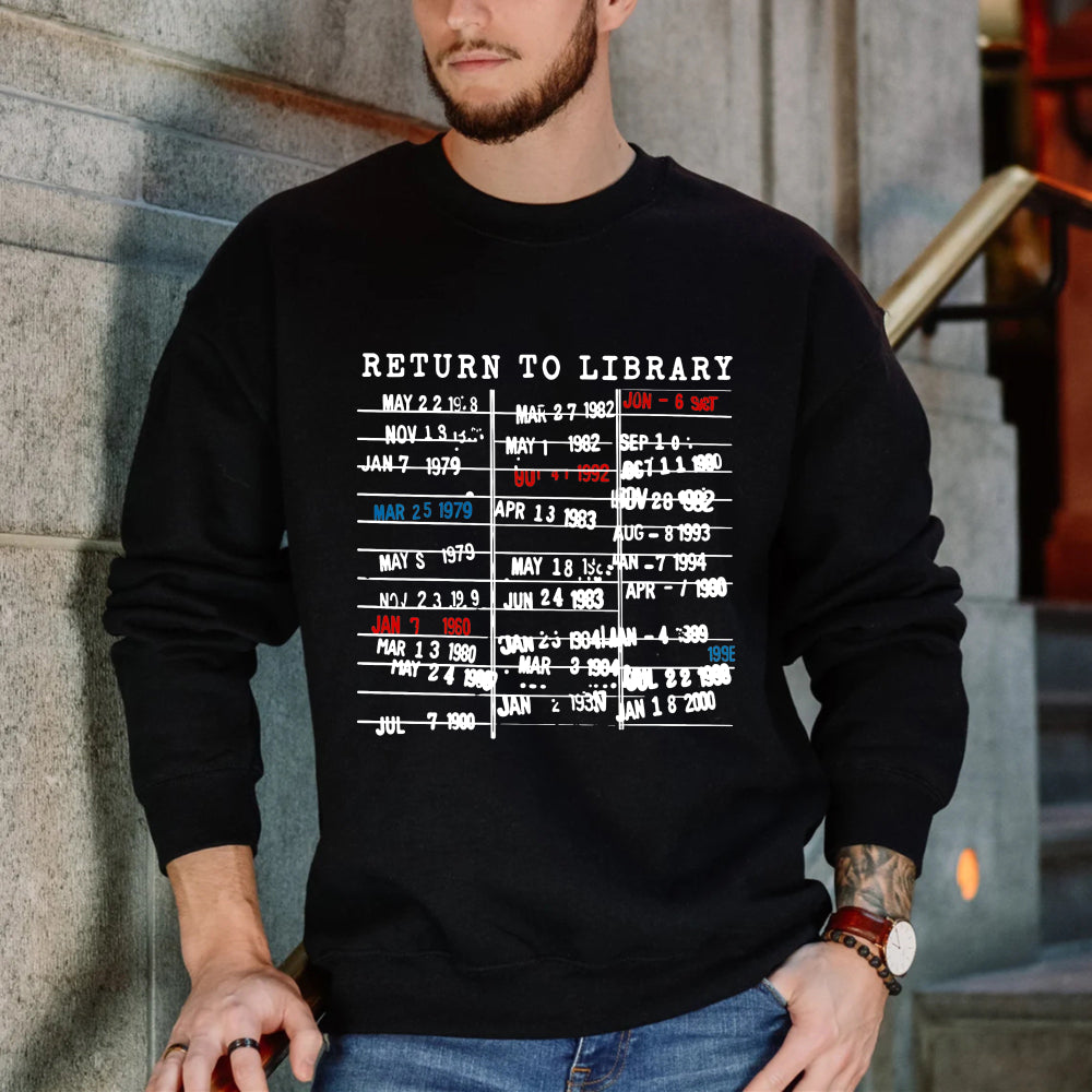 Wardrobecart Return To Library Date List Pattern Unisex Classic Sweatshirt