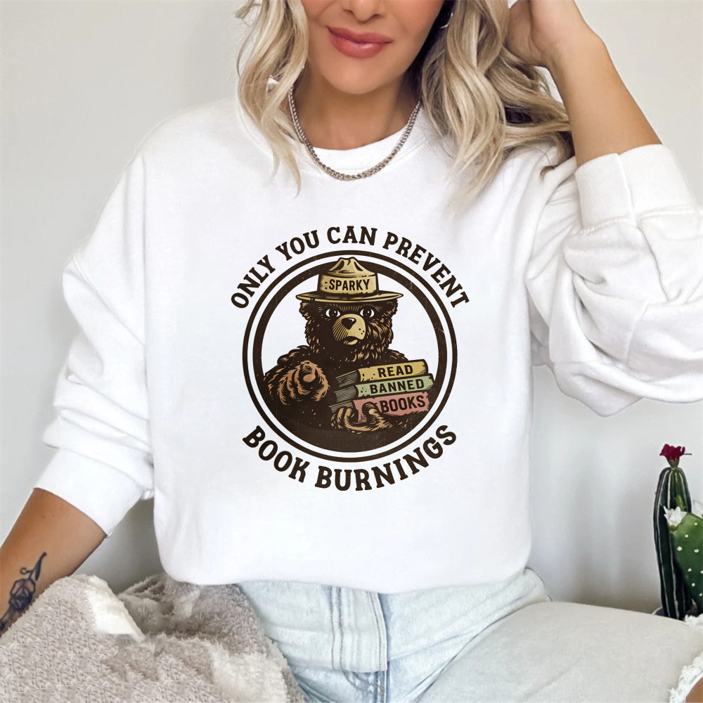 Wardrobecart Bear Sparky Read Banned Books Only You Can Prevent Book Burnings Unisex Classic Sweatshirt