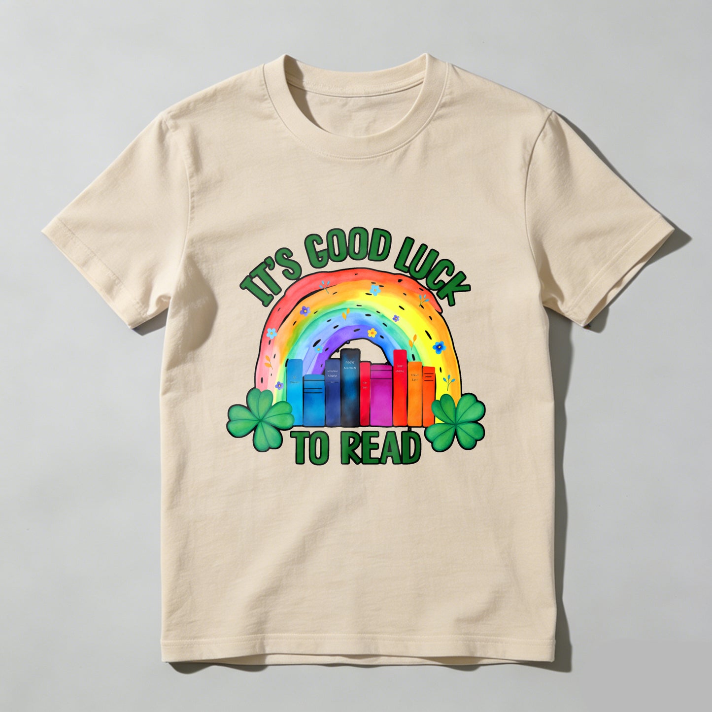 Wardrobecart It's Good Luck To Read Rainbow Books And Shamrocks Unisex Classic T-shirt