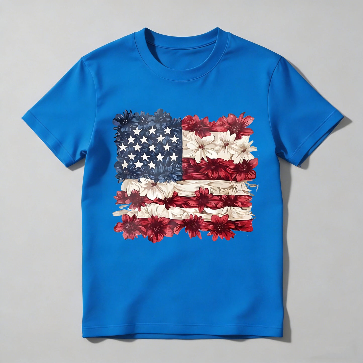Floral American Flag Design T-shirt