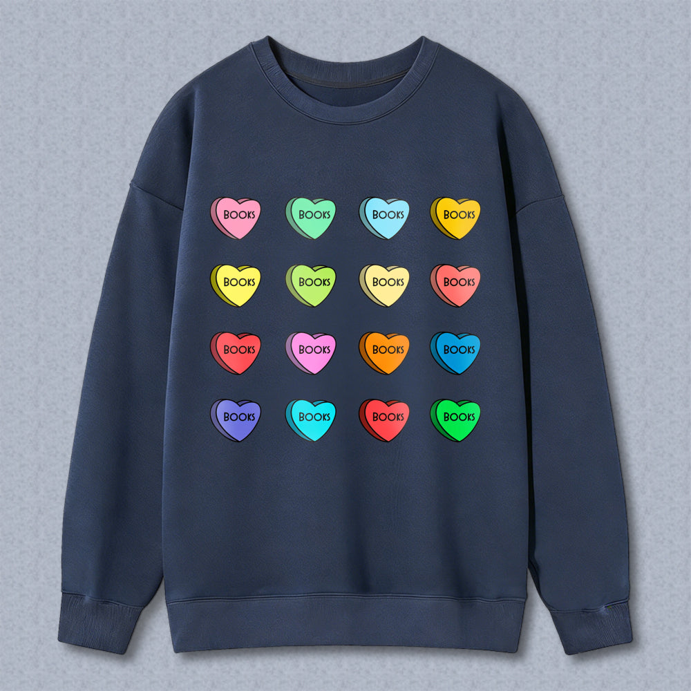 Wardrobecart Heart Shaped Book Candy Pattern Unisex Classic Sweatshirt