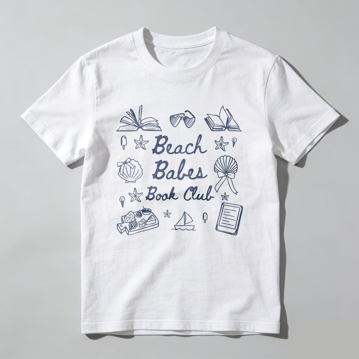Wardrobecart Beach Babes Book Club Design Unisex Classic T-shirt 100% cotton