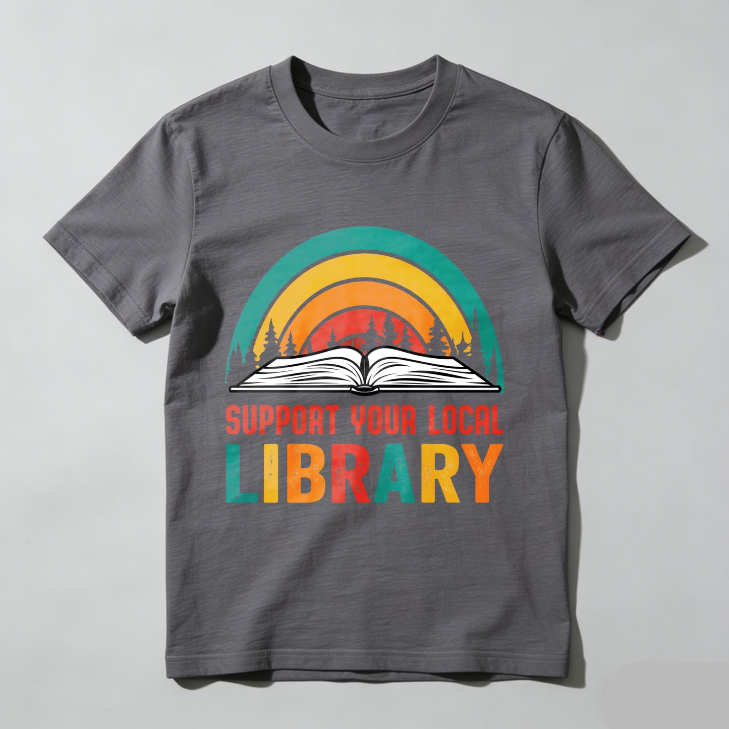 Wardrobecart Support Your Local Library Rainbow Book Forest Unisex Classic T-shirt