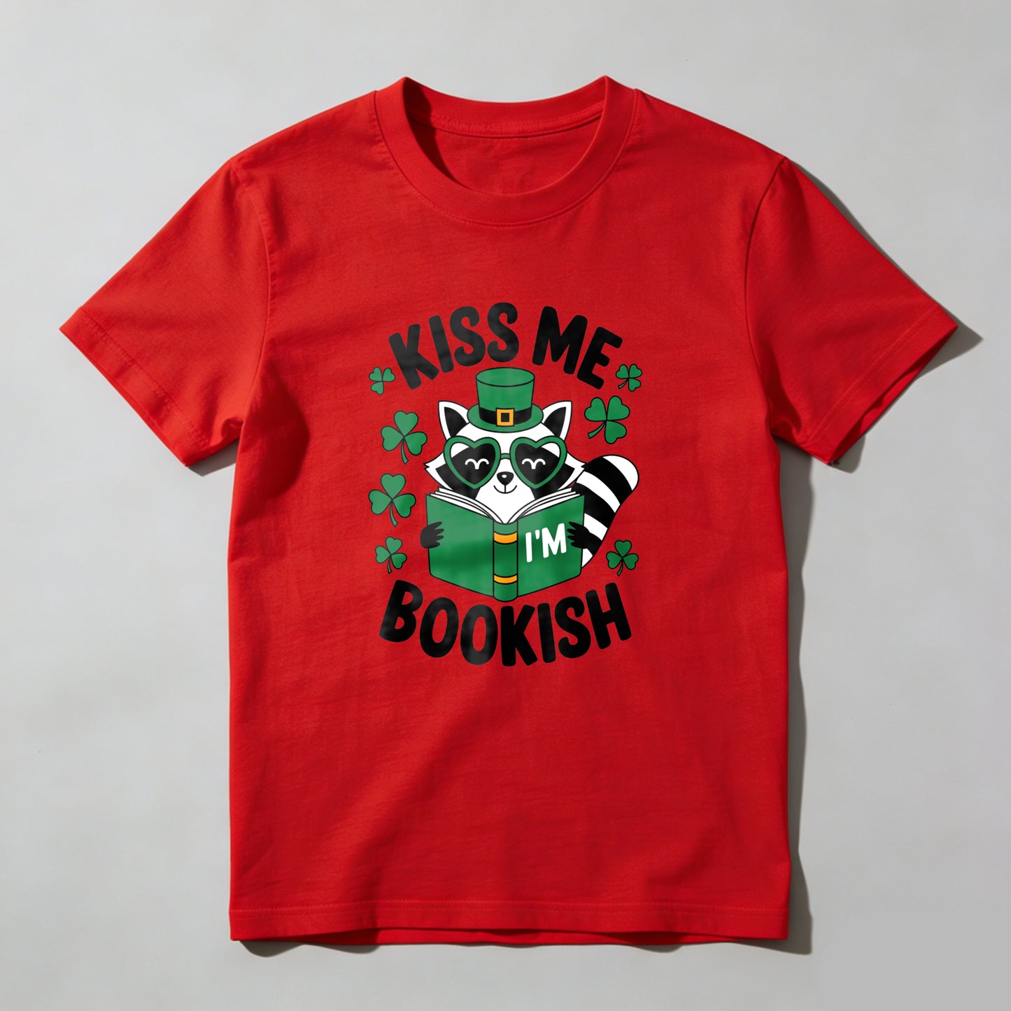 Wardrobecart Kiss Me I'm Bookish Raccoon Reading Unisex Classic T-shirt