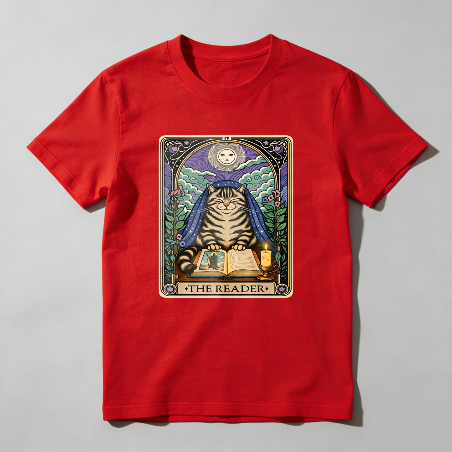 Wardrobecart Cat Reading Book Under Moonlight Unisex Classic T-shirt
