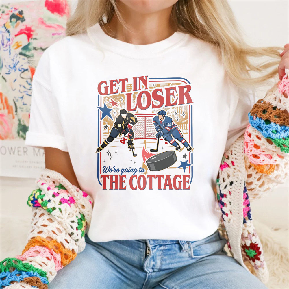 Wardrobecart Get In Loser We're Going To The Cottage Unisex Classic T-shirt 100% cotton