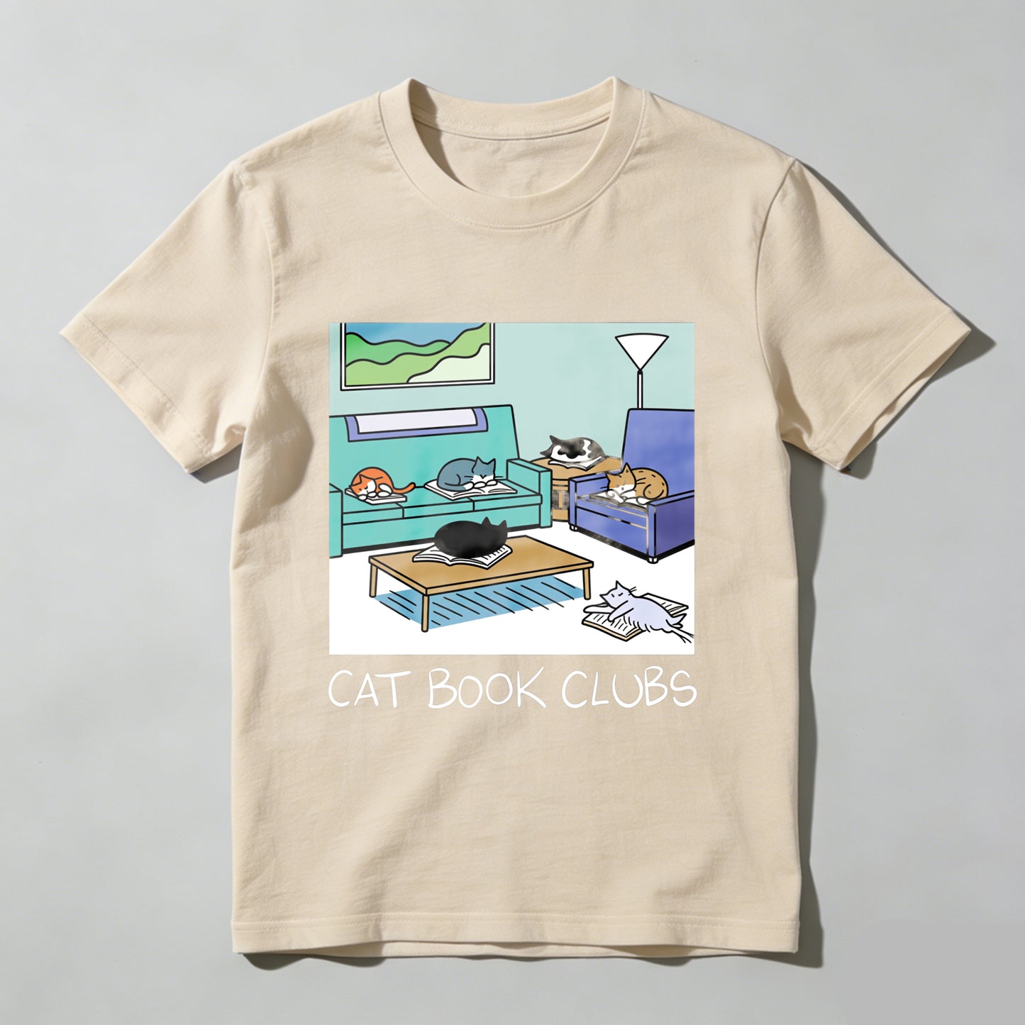 Wardrobecart Cat Book Clubs Cozy Living Room Scene Unisex Classic T-shirt