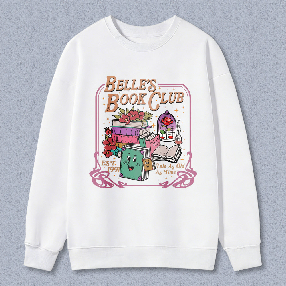 Wardrobecart Belle's Book Club With Books And Magic Lamp Design Unisex Classic Sweatshirt