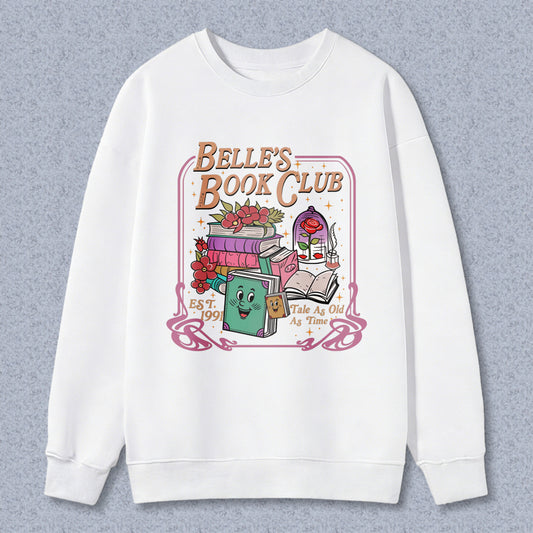 Wardrobecart Belle's Book Club With Books And Magic Lamp Design Unisex Classic Sweatshirt