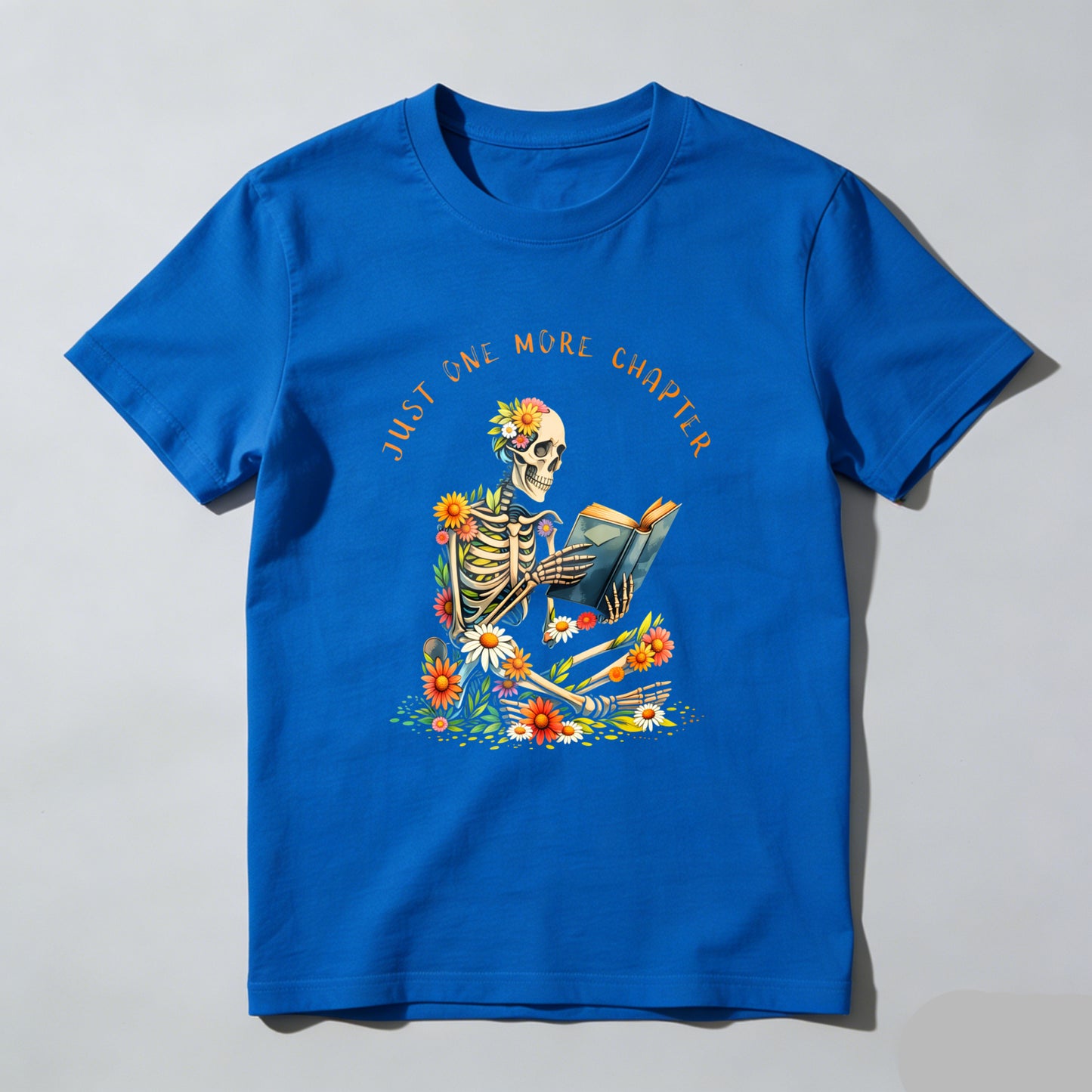 Wardrobecart Skeleton Reading Book With Flowers Unisex Classic T-shirt