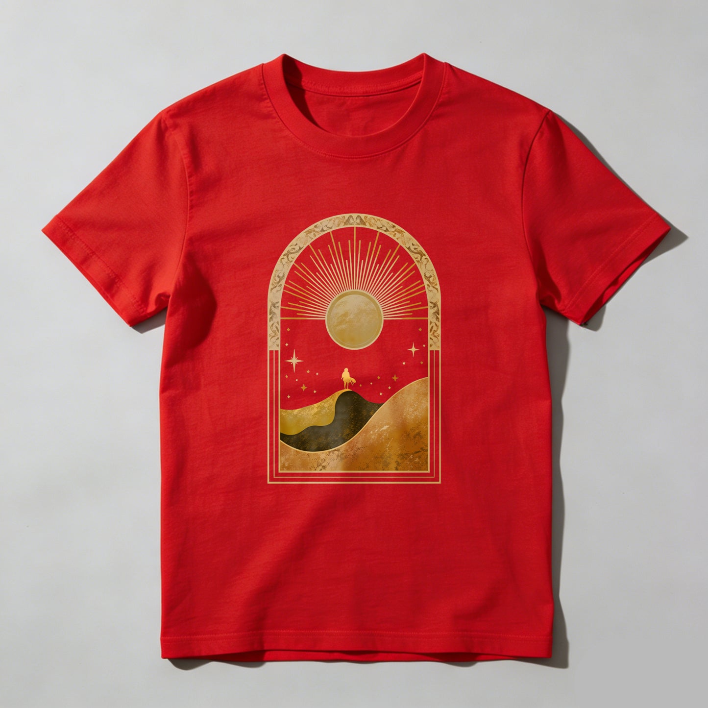 Wardrobecart Sunset Landscape With Stars And Camel Unisex Classic T-shirt