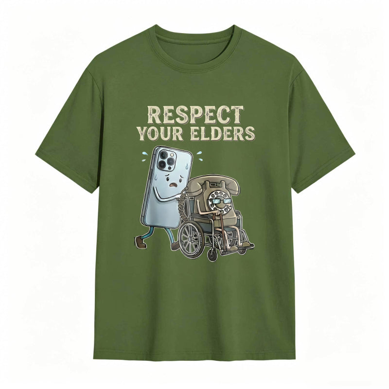 Respect Your Elders Gadget Evolution Humor Graphic Tee
