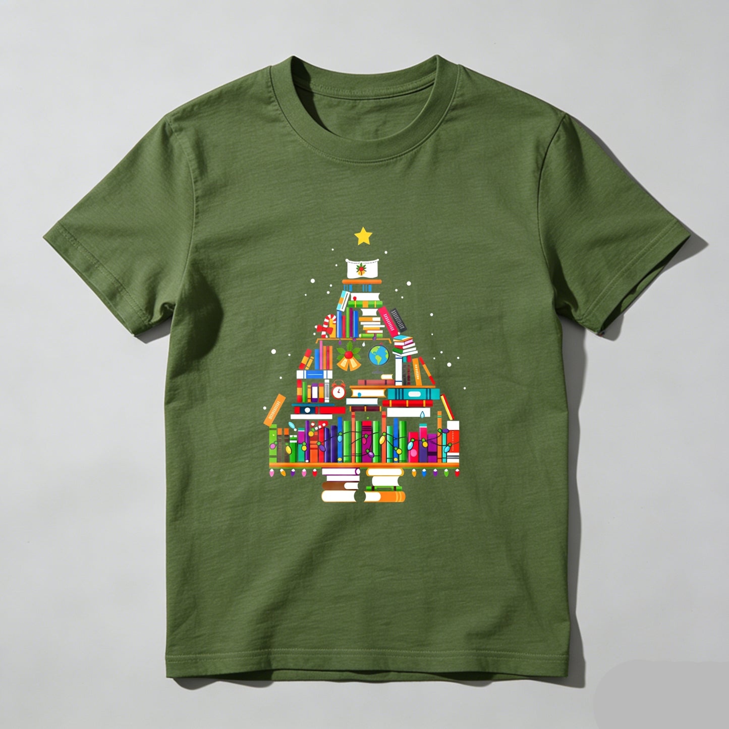 Wardrobecart Books Form Christmas Tree Pattern Unisex Classic T-shirt
