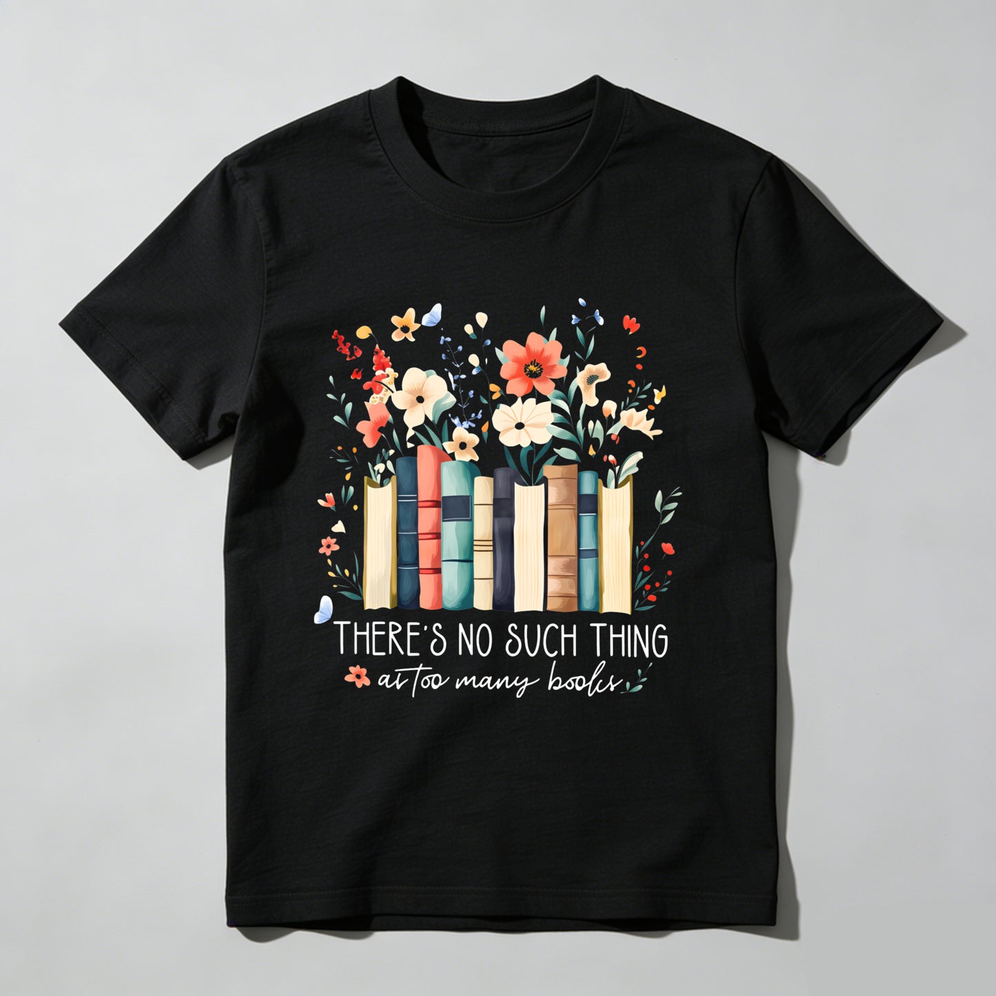 Wardrobecart Books And Flowers With Text Unisex Classic T-shirt