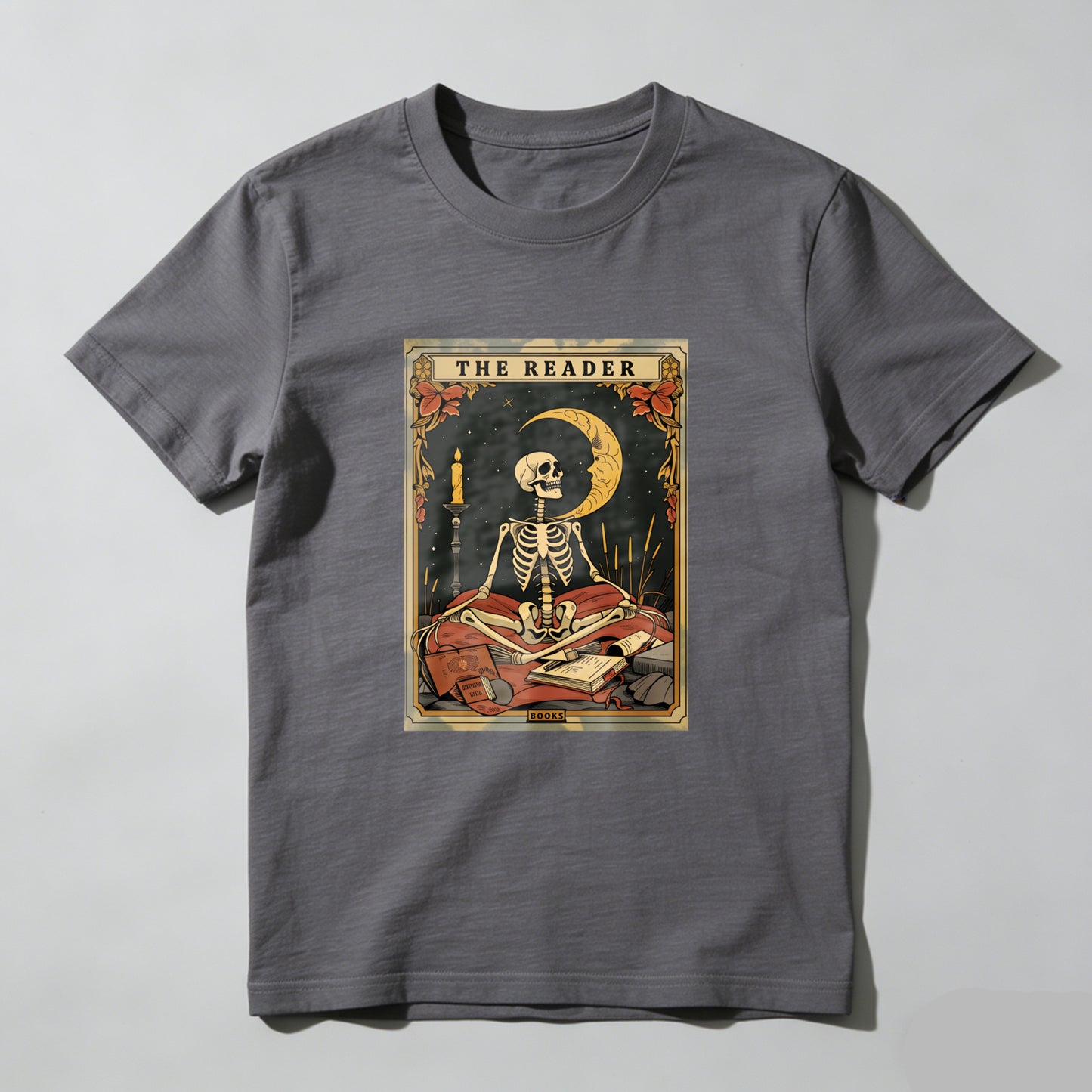 Wardrobecart The Reader Skeleton Tarot Card Design Unisex Classic T-shirt