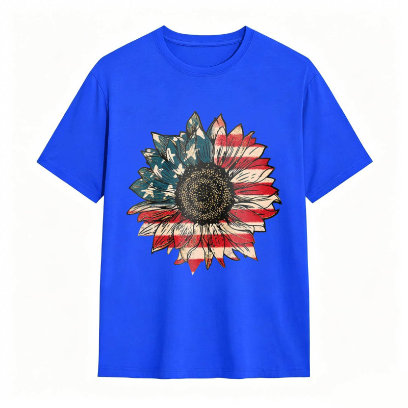 Sunflower With American Flag Design T-shirt