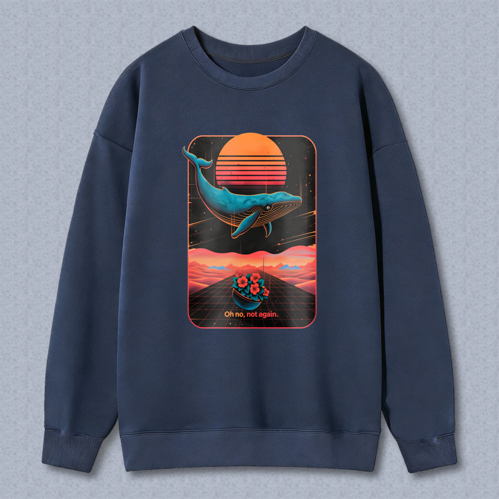 Wardrobecart Whale And Sunset Landscape With Flower Boat Oh No Not Again Unisex Classic Sweatshirt