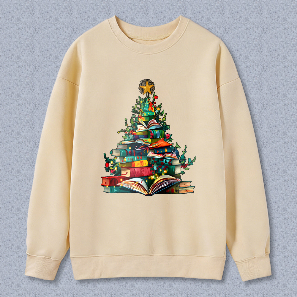 Wardrobecart Christmas Tree Made Of Books Unisex Classic Sweatshirt