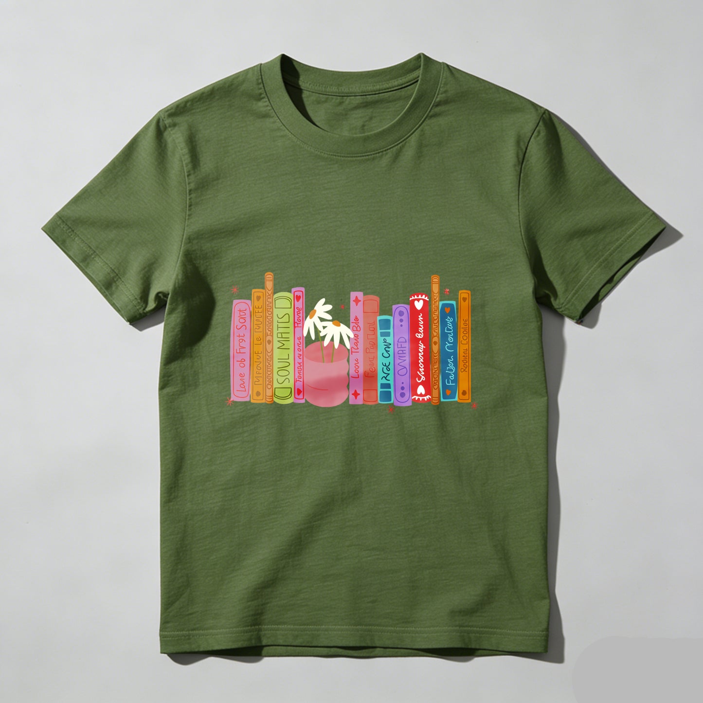 Wardrobecart Colorful Books With Plant And Stars Unisex Classic T-shirt