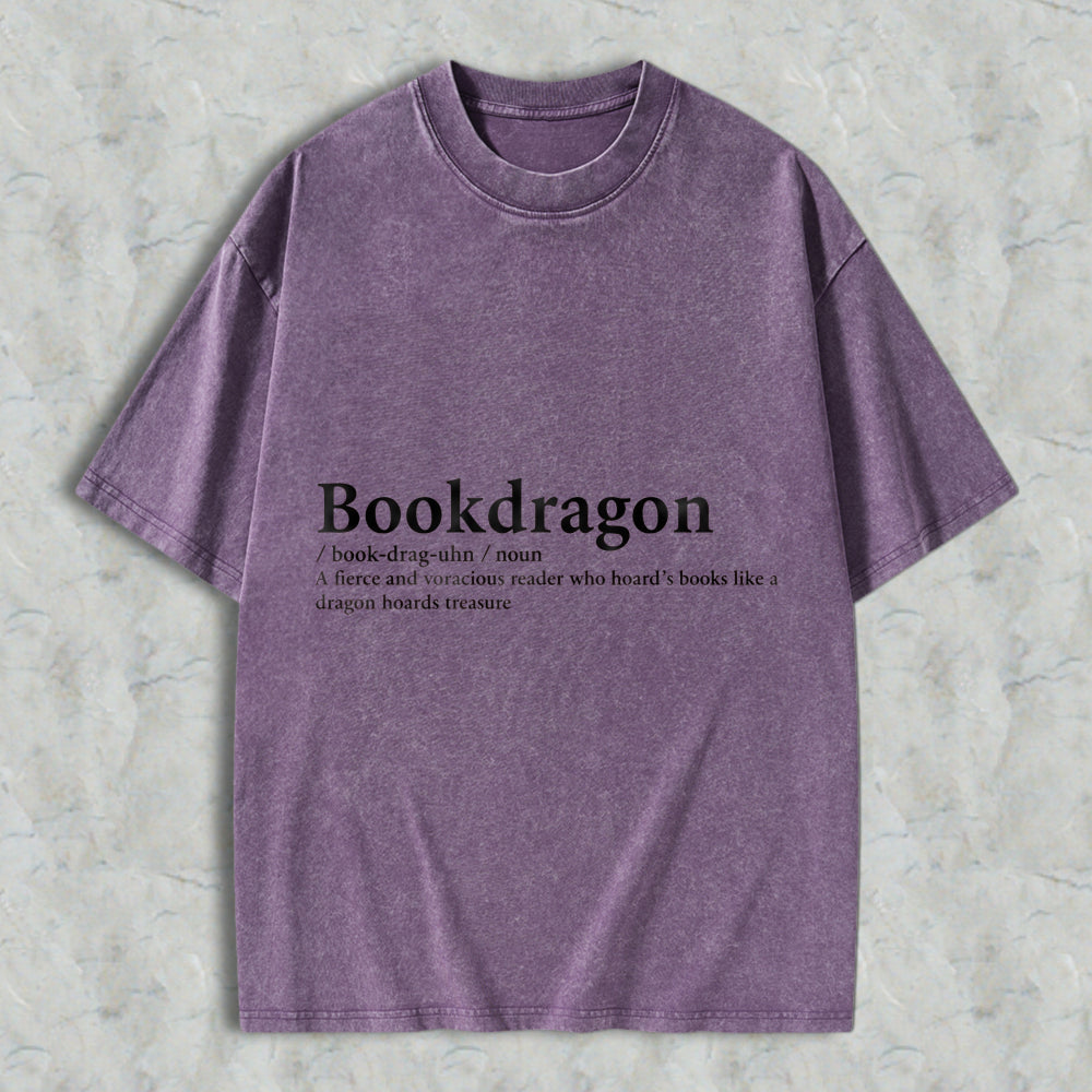 Wardrobecart Bookdragon Definition Unisex Washed T-shirt