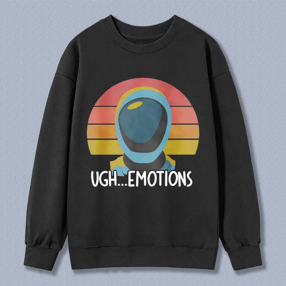 Wardrobecart Retro Astronaut With Sunset Background And Text Ugh Emotions Unisex Classic Sweatshirt