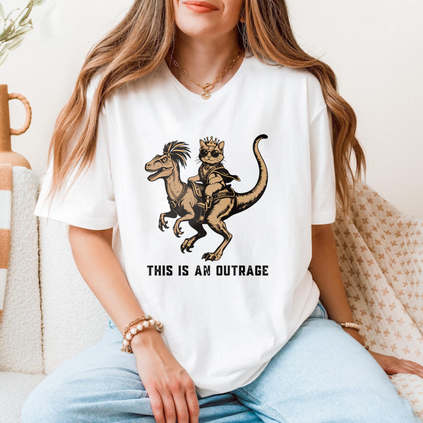 Wardrobecart Cat Riding Dinosaur With Crown And Sword Unisex Classic T-shirt