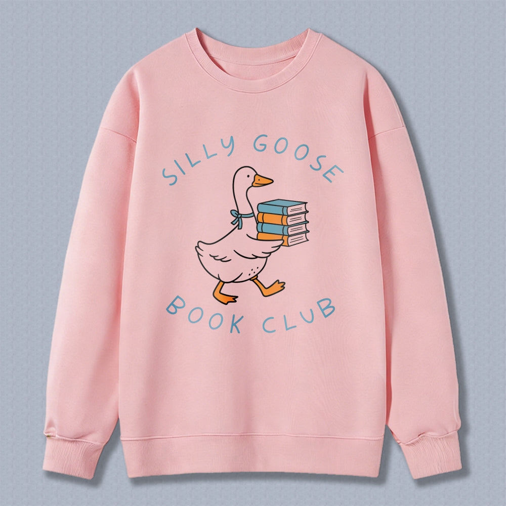 Wardrobecart Silly Goose Book Club Duck With Books Pattern Unisex Classic Sweatshirt