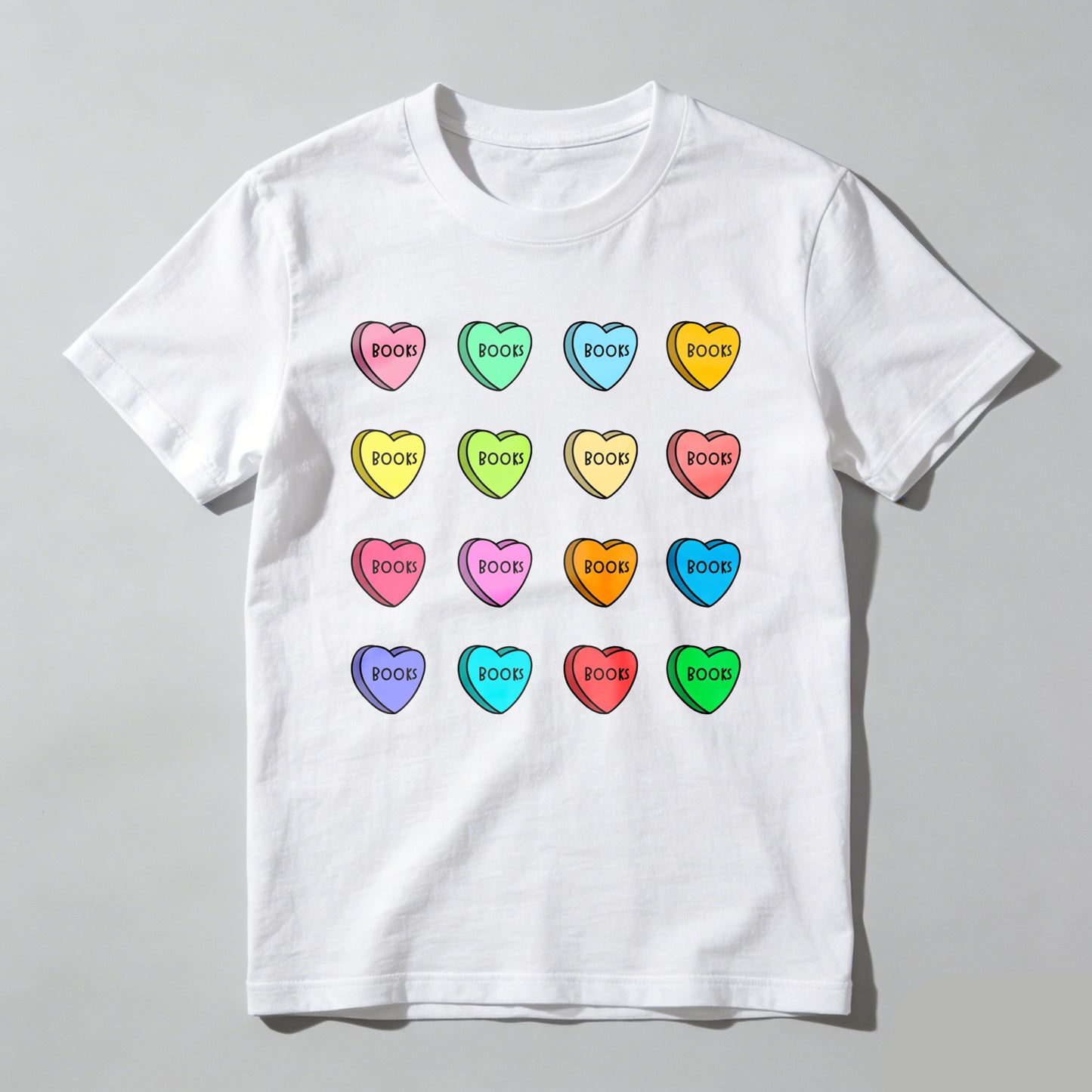 Wardrobecart Colorful Hearts With Word Boob Unisex Classic T-shirt