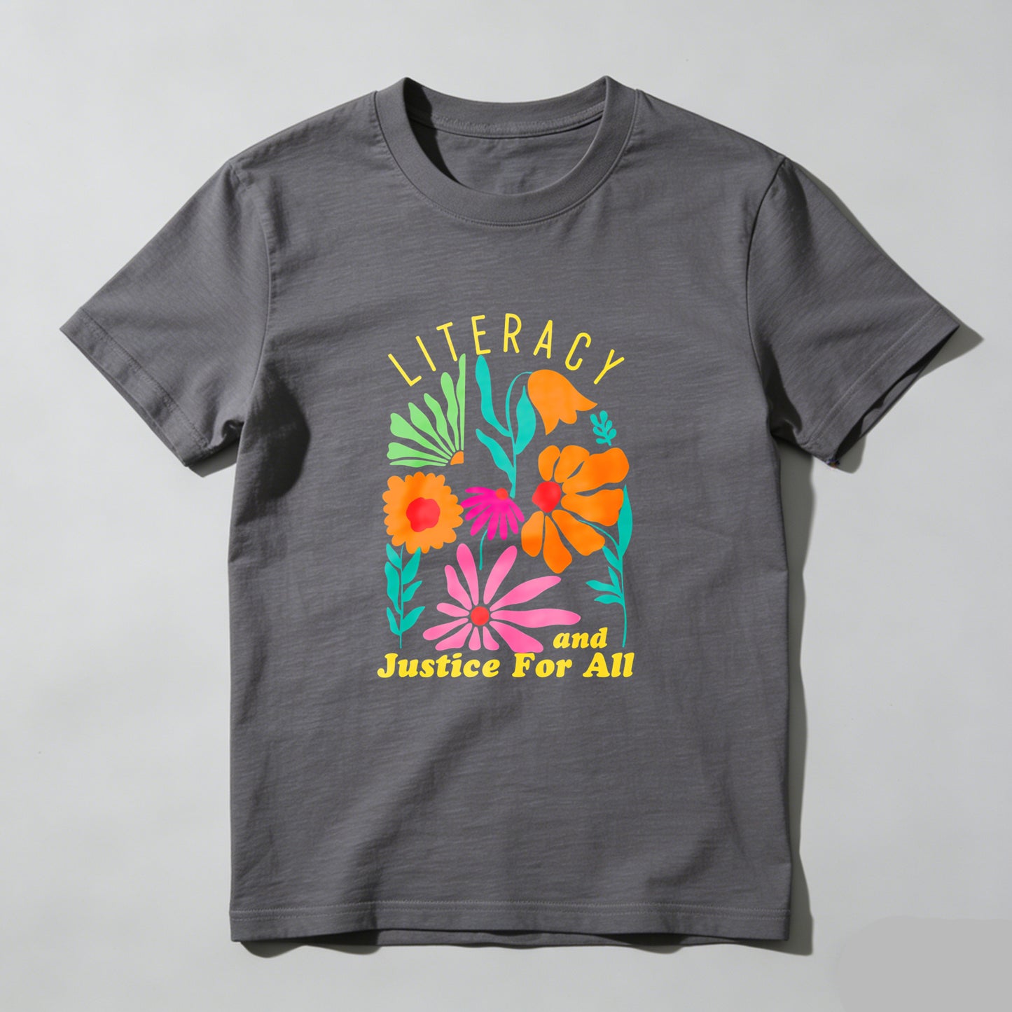 Wardrobecart Literacy And Justice For All Floral Design Unisex Classic T-shirt