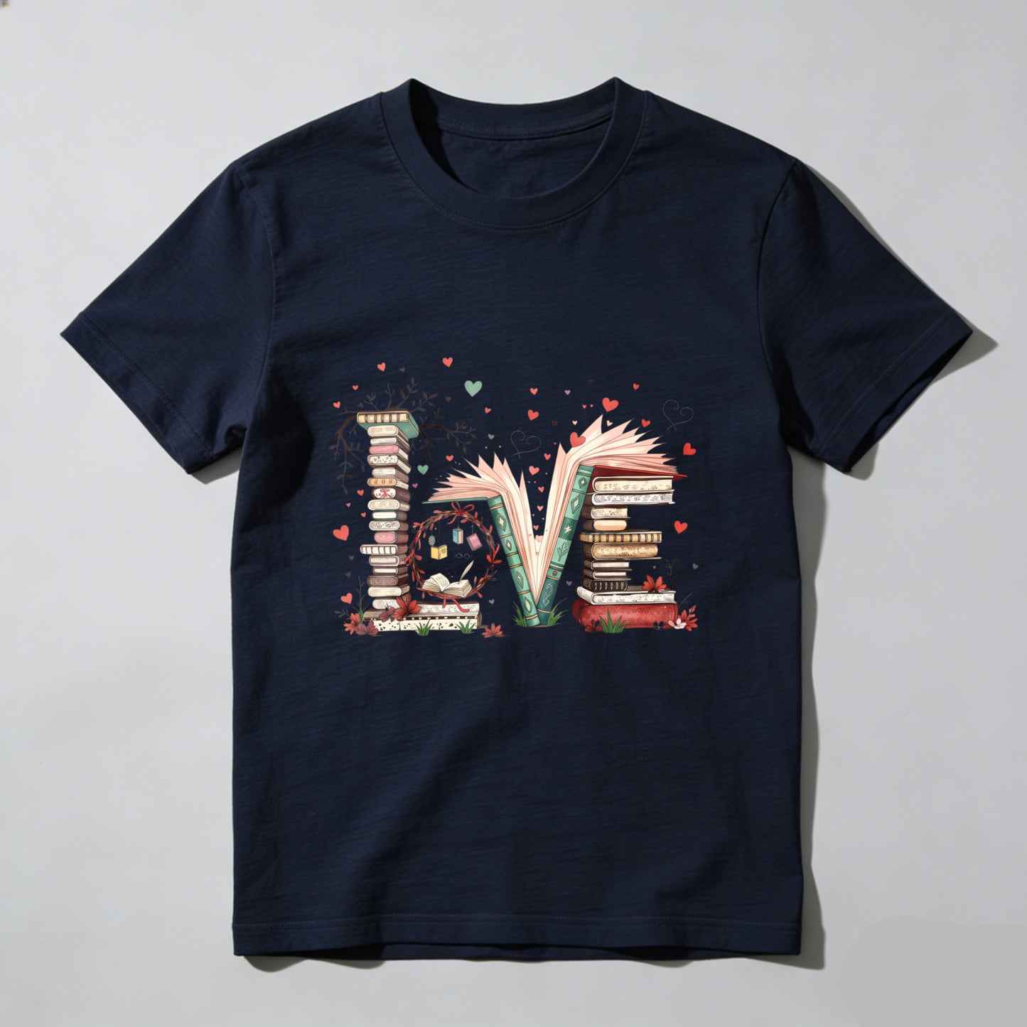 Wardrobecart Love Books Stack Hearts Open Pages Unisex Classic T-shirt