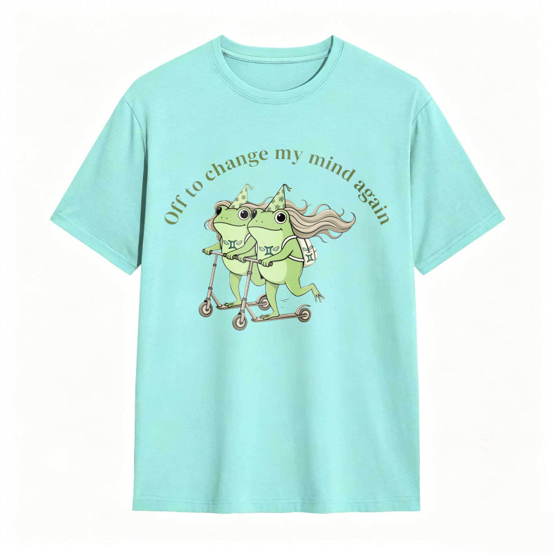 Frogs On Scooter With Text Off To Change My Mind Again Unisex Classic T-shirt