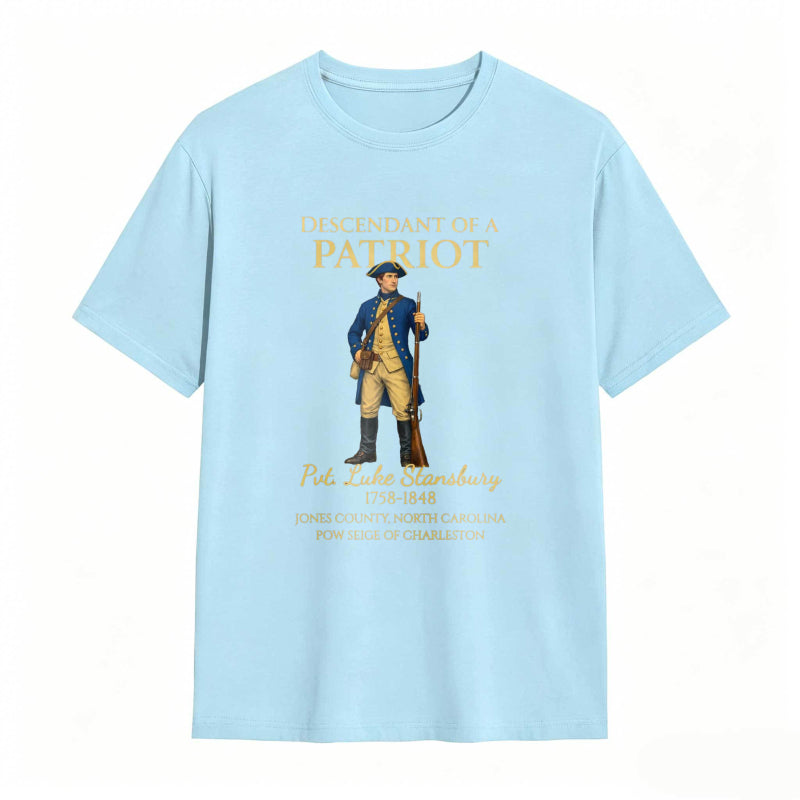 Descendant Of A Patriot Revolutionary War Soldier Portrait With Historical Text T-shirt