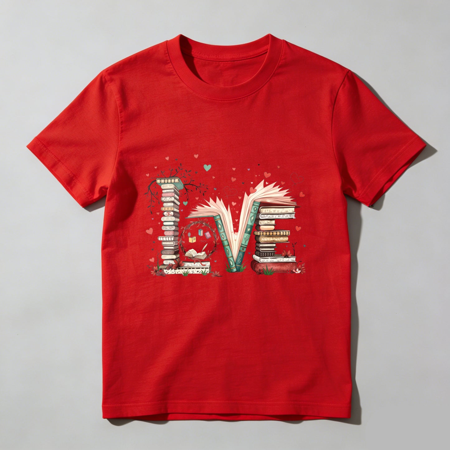 Wardrobecart Love Books Stack Hearts Open Pages Unisex Classic T-shirt