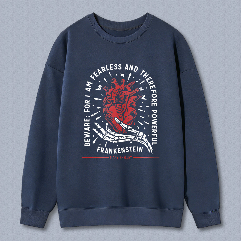 Wardrobecart Heart And Skeleton Hand With Quote From Frankenstein Unisex Classic Sweatshirt