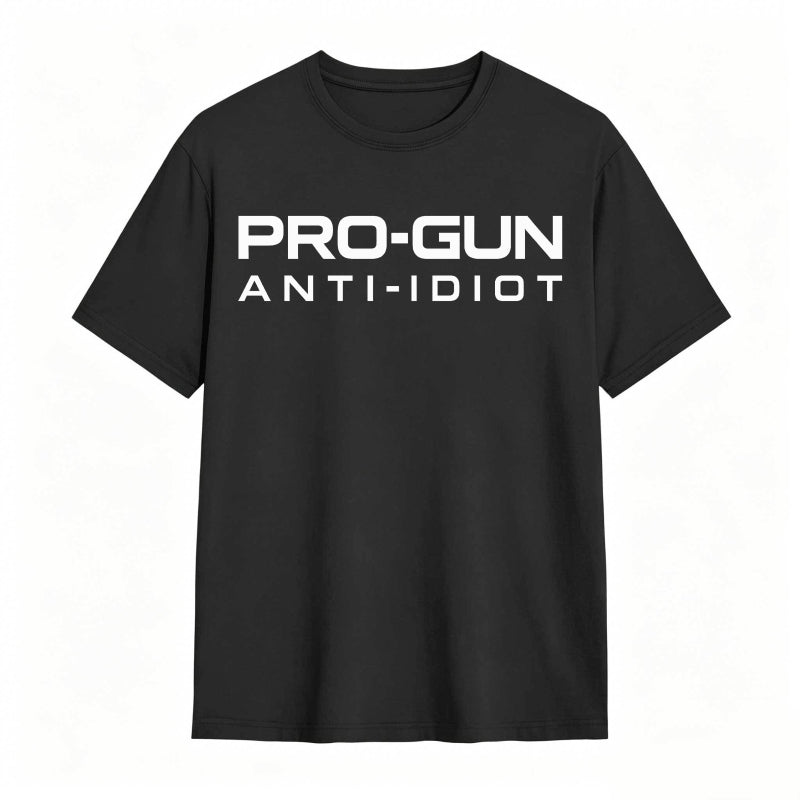 Pro-Gun Anti-Idiot Graphic Print Cotton Shirt