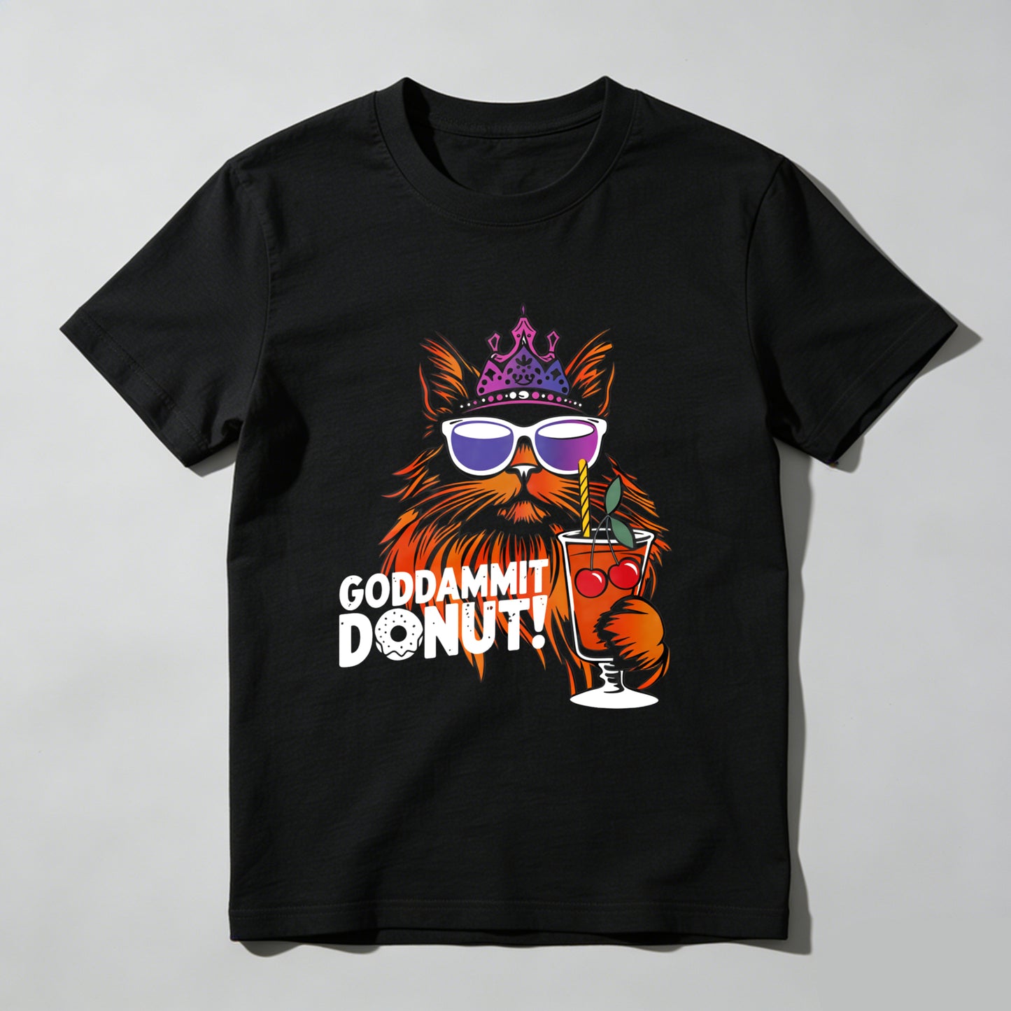 Wardrobecart Cat With Crown Sunglasses And Cocktail Unisex Classic T-shirt