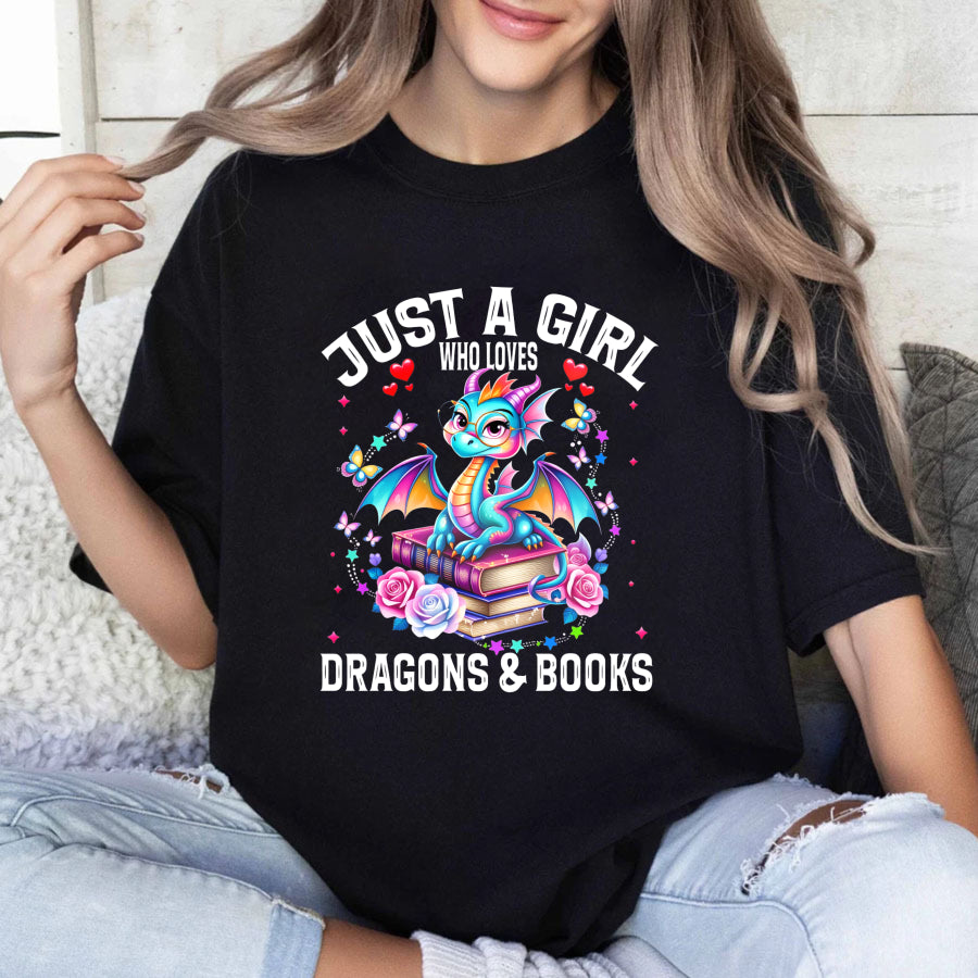 Wardrobecart Just A Girl Who Loves Dragons And Books Unisex Classic T-shirt