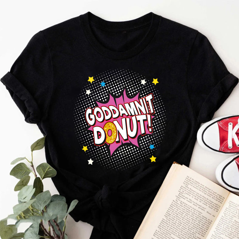 Wardrobecart Godamnit Donut Comic Style Print Unisex Classic T-shirt