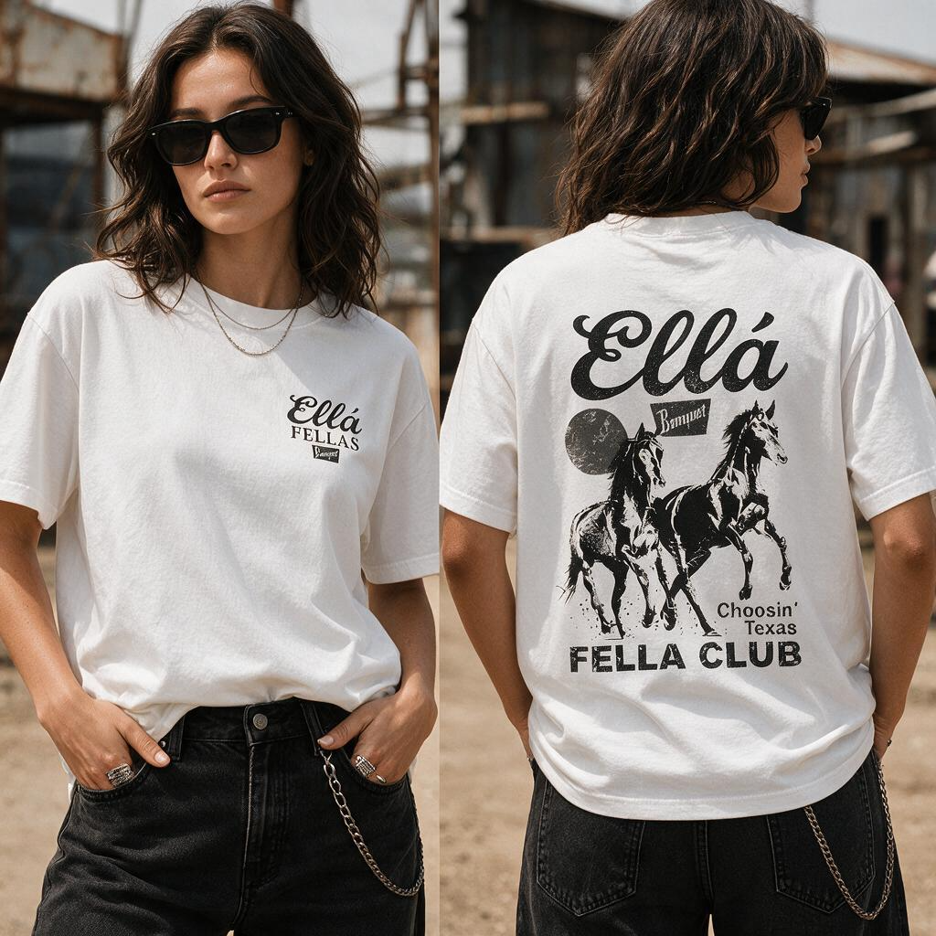 Ella Fella Club Shirt Western Horse Graphic Tee, Choosin Texas Cowboy T Shirt, Retro Country Ranch Shirt #241