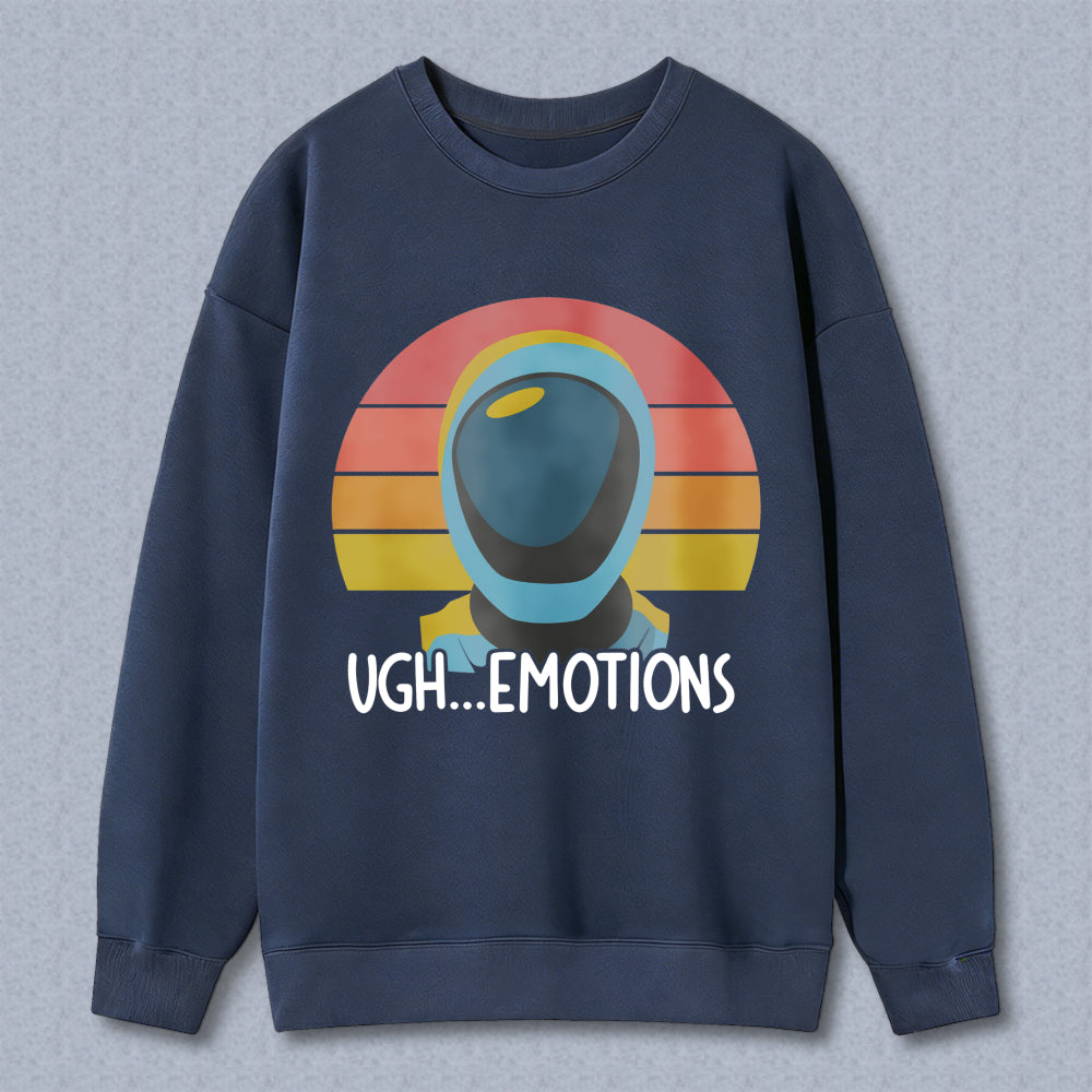 Wardrobecart Retro Astronaut With Sunset Background And Text Ugh Emotions Unisex Classic Sweatshirt