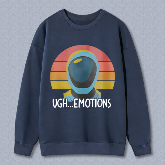 Wardrobecart Retro Astronaut With Sunset Background And Text Ugh Emotions Unisex Classic Sweatshirt