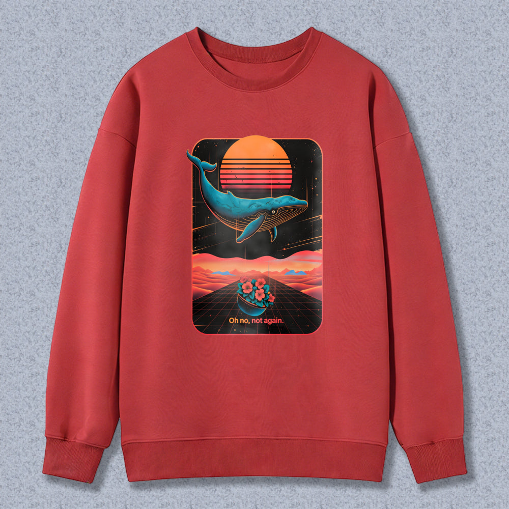 Wardrobecart Whale And Sunset Landscape With Flower Boat Oh No Not Again Unisex Classic Sweatshirt