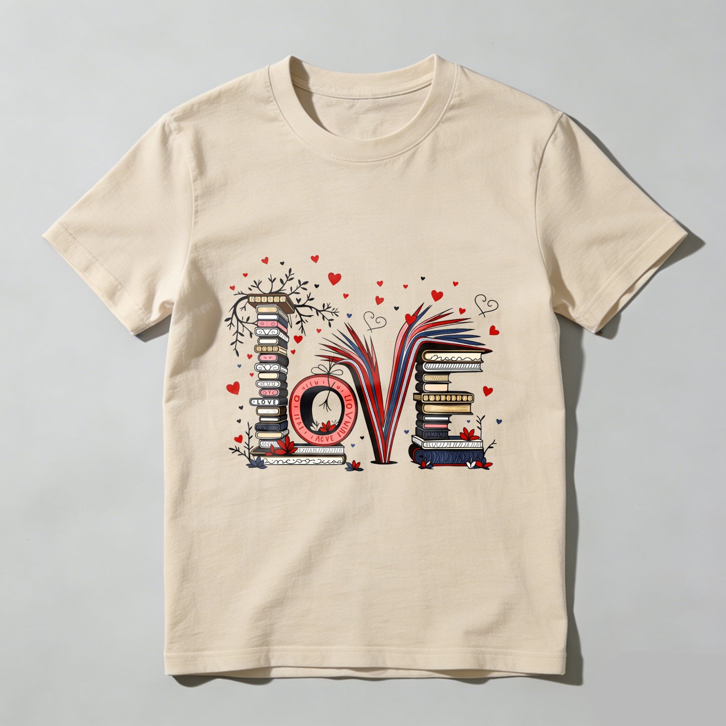 Wardrobecart Love Books Stack Hearts Colorful Design Unisex Classic T-shirt