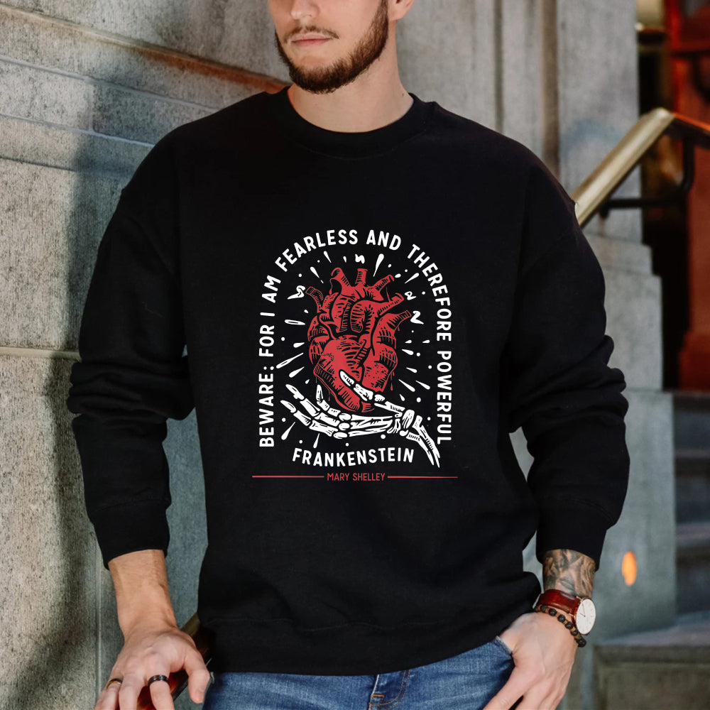 Wardrobecart Heart And Skeleton Hand With Quote From Frankenstein Unisex Classic Sweatshirt