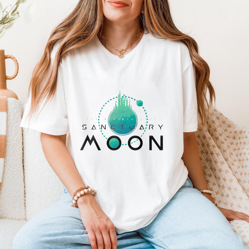 Wardrobecart Sanctuary Moon Planet Design With Cityscape Unisex Classic T-shirt
